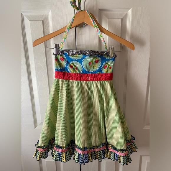 Matilda Jane It’s A Wonderful Parade Limeade Ellie Roundabout Halter Dress SZ 6 - Picture 1 of 8